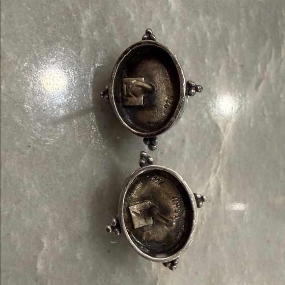 Konstantino Sterling Silver and 18K Gold Pierced Earrings with Garnets - Picture 3 of 3